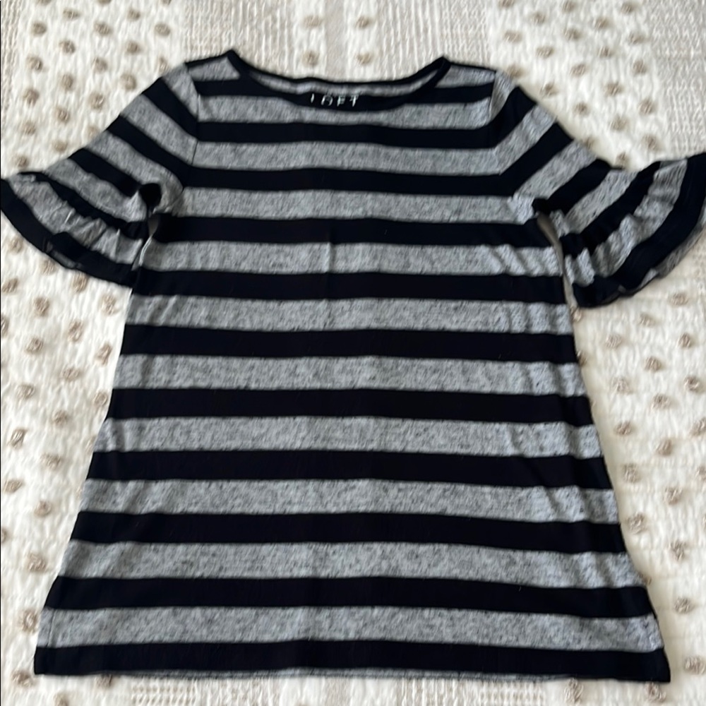 LOFT Black and Gray Crew Neck Sweater
